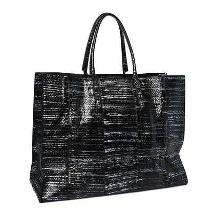 Balenciaga Glazed Elaphe Papier A4 Tote Blue 3 of 10