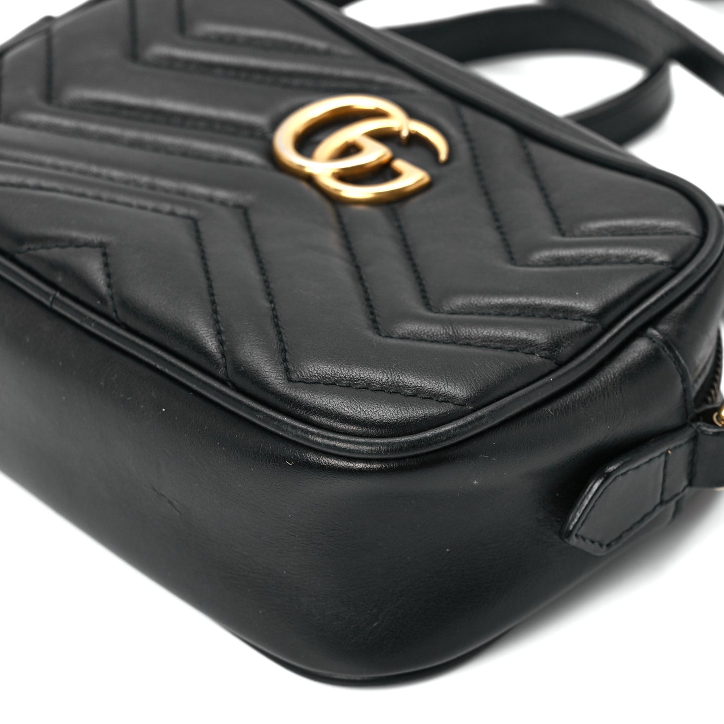 Calfskin Matelasse Mini GG Marmont Chain Shoulder Bag Black