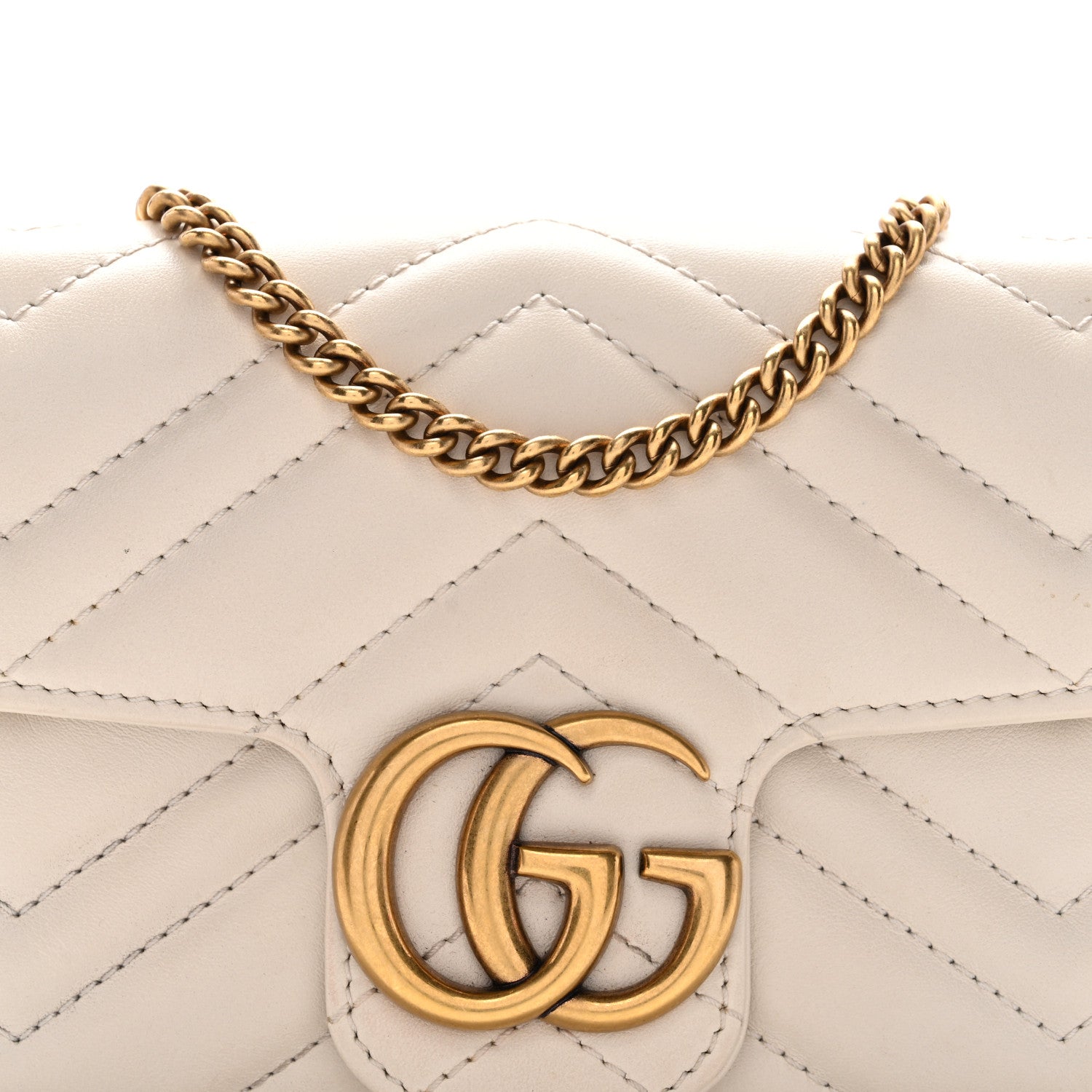 Gucci Calfskin Matelasse Super Mini GG Marmont Shoulder Bag White 8 of 10