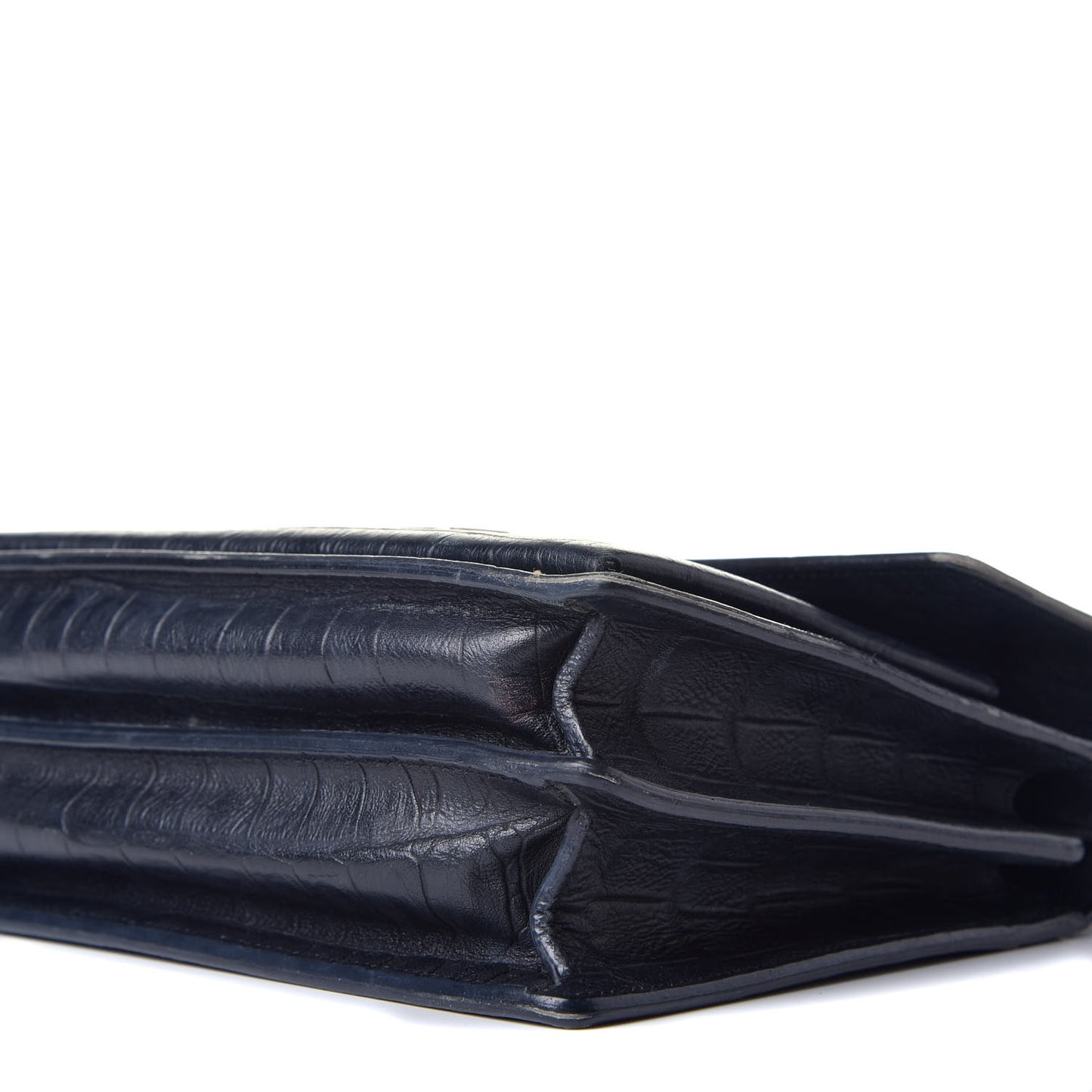 Calfskin Crocodile Embossed Medium High School Satchel Navy