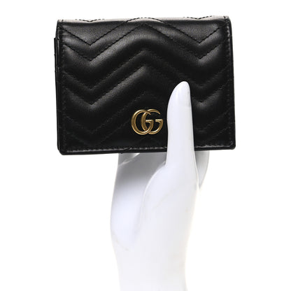 Gucci Calfskin Matelasse GG Marmont Card Case Wallet Black 2 of 7