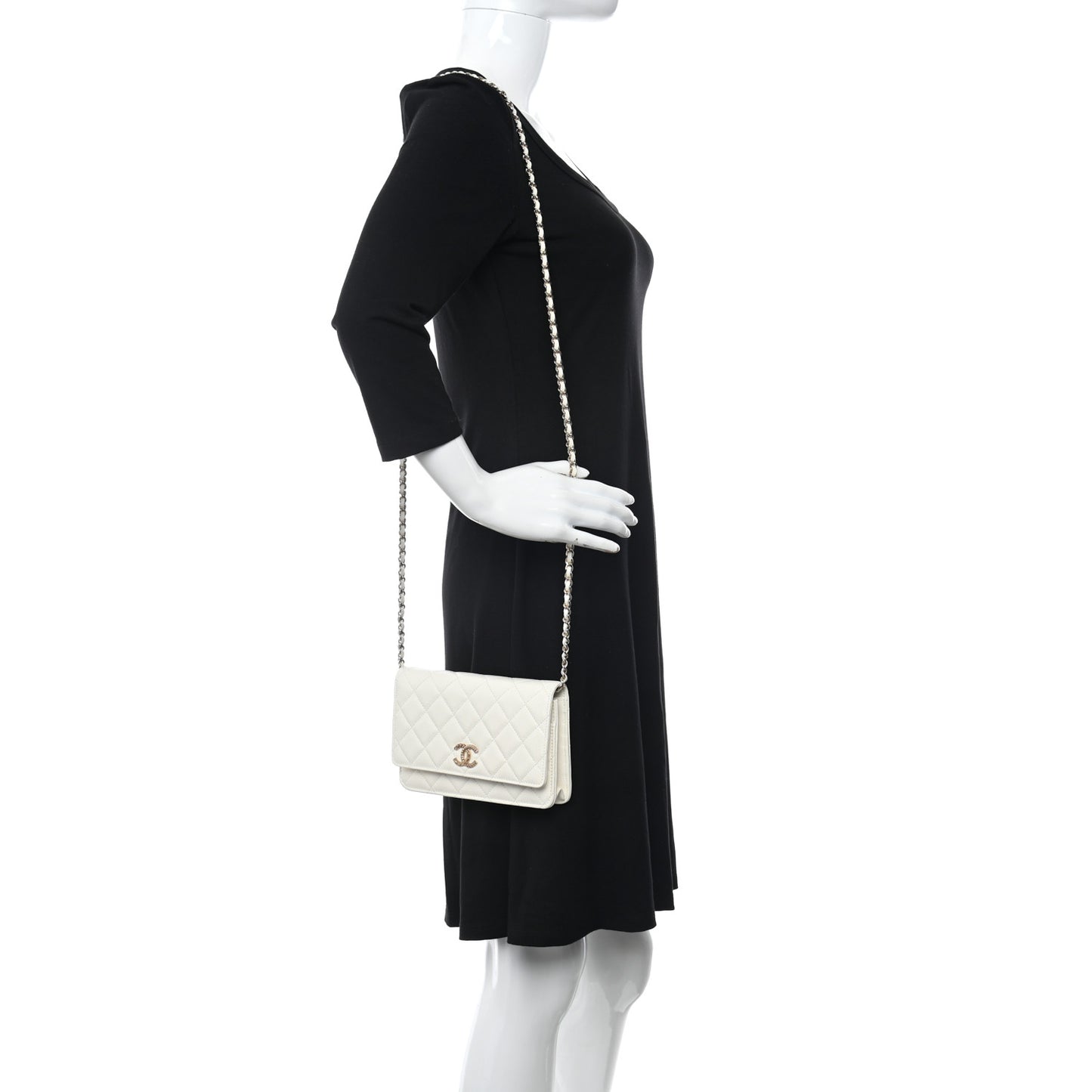 Caviar Quilted Multi Chain Wallet On Chain WOC White