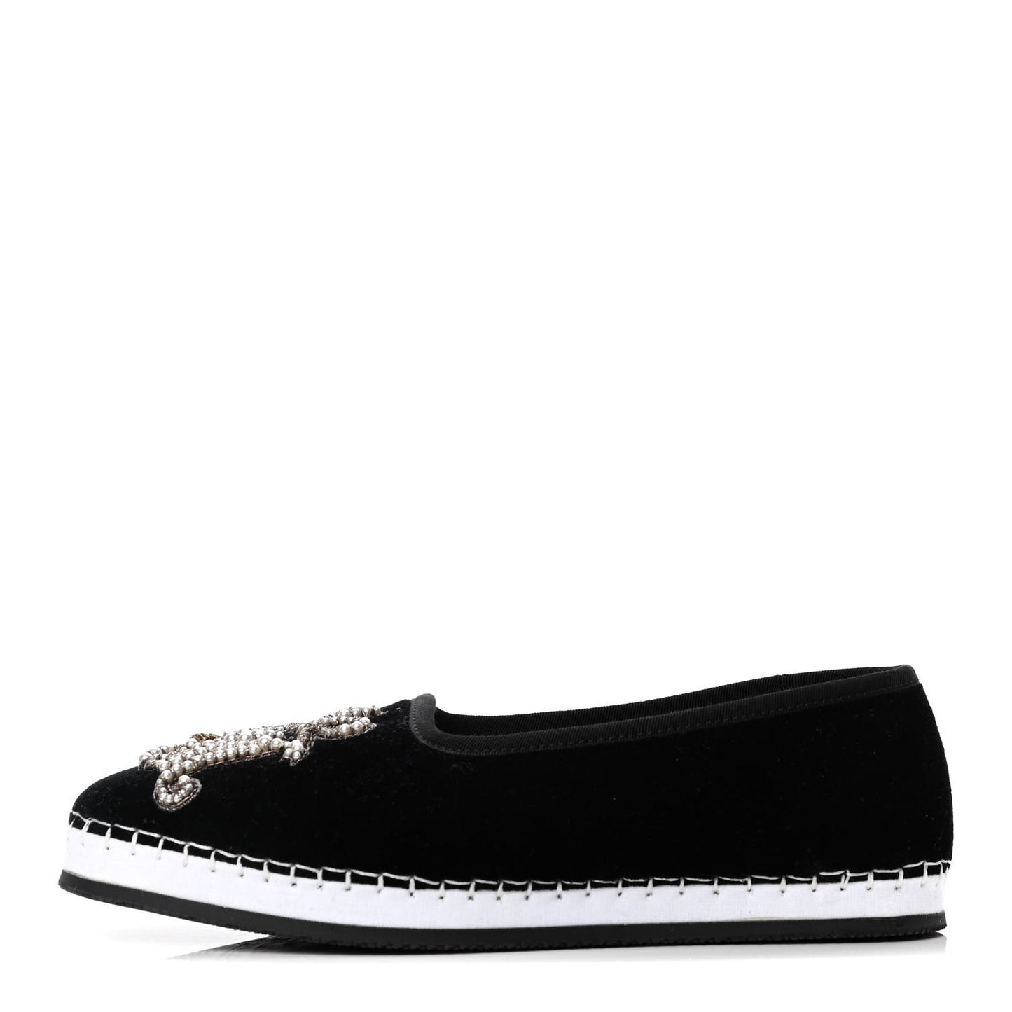 Velluto Marmara Pearl Embellished Womens Loafers 35 Black