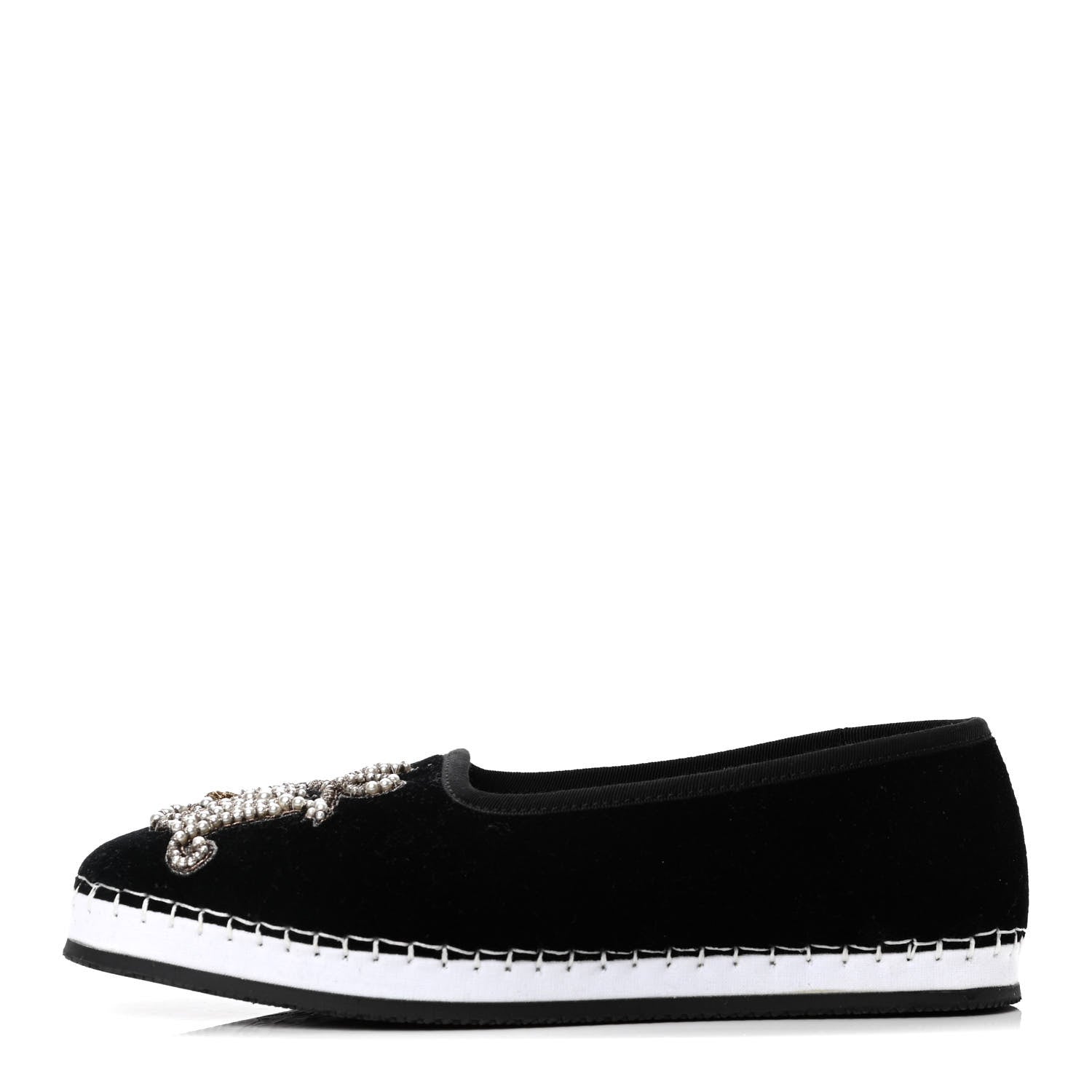 Gucci Velluto Marmara Pearl Embellished Womens Loafers 35 Black 1 of 4