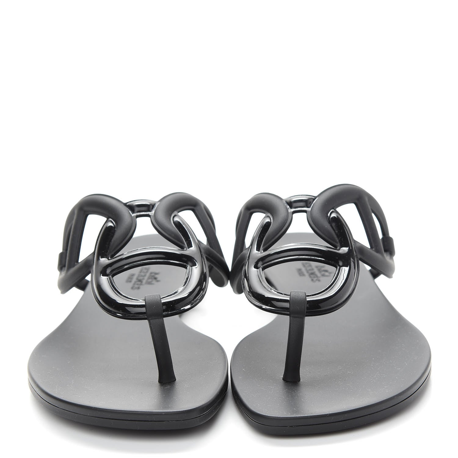 Hermes Rubber Womens Egerie Sandals 38 Black 2 of 7
