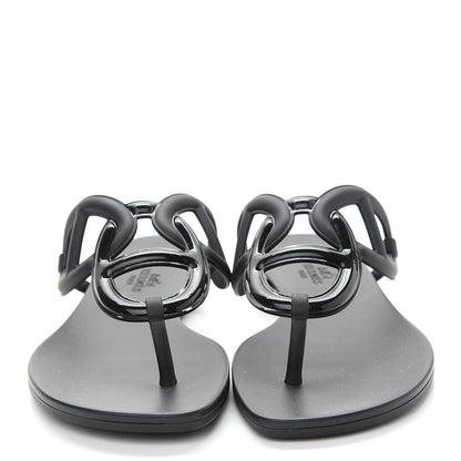 Hermes Rubber Womens Egerie Sandals 38 Black 2 of 7
