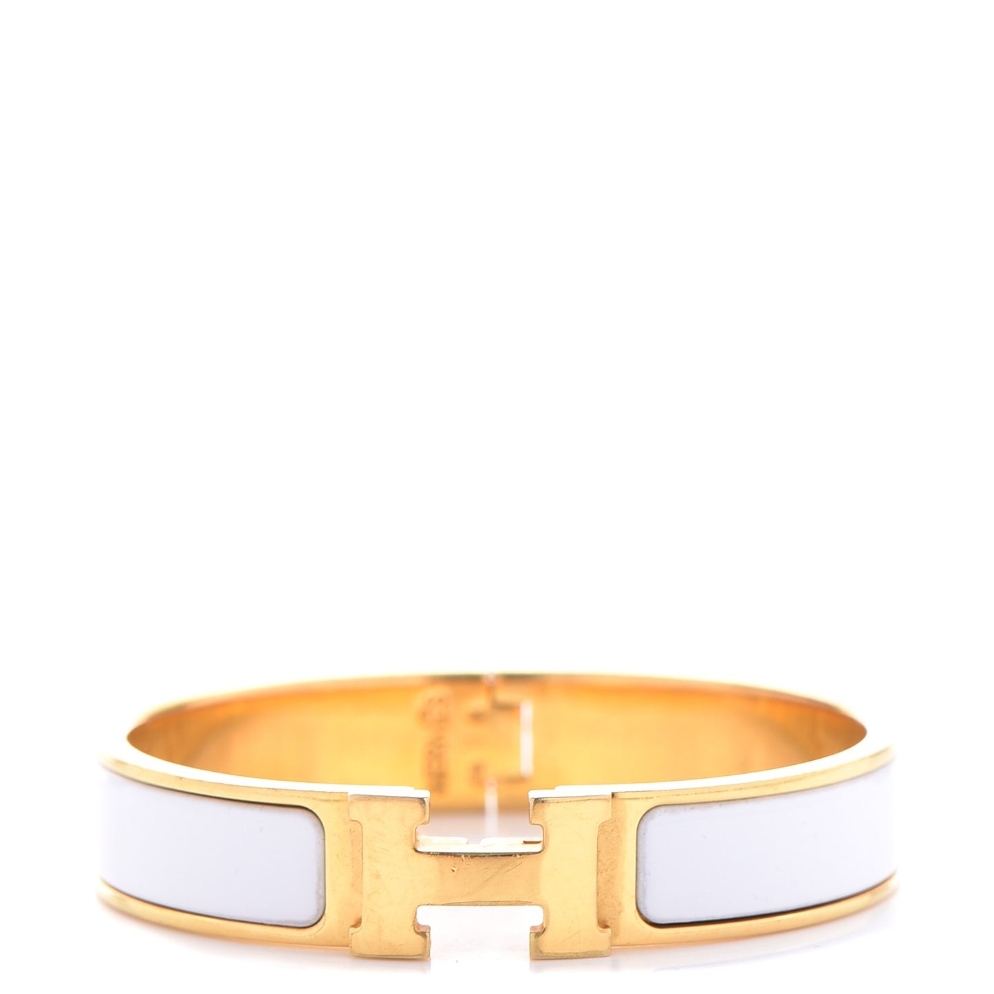 Enamel Narrow Clic Clac H Bracelet PM White
