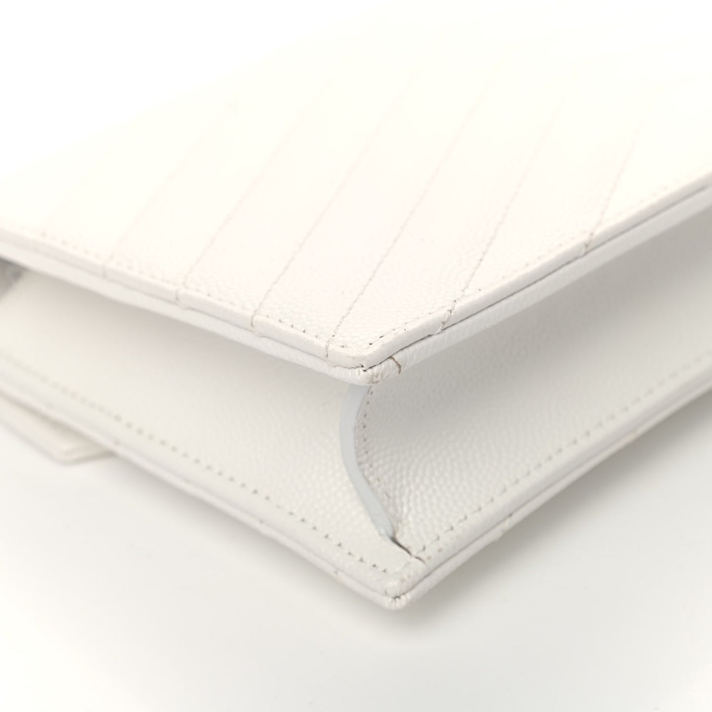 Grain De Poudre Matelasse Chevron Monogram Envelope Chain Wallet Optical White