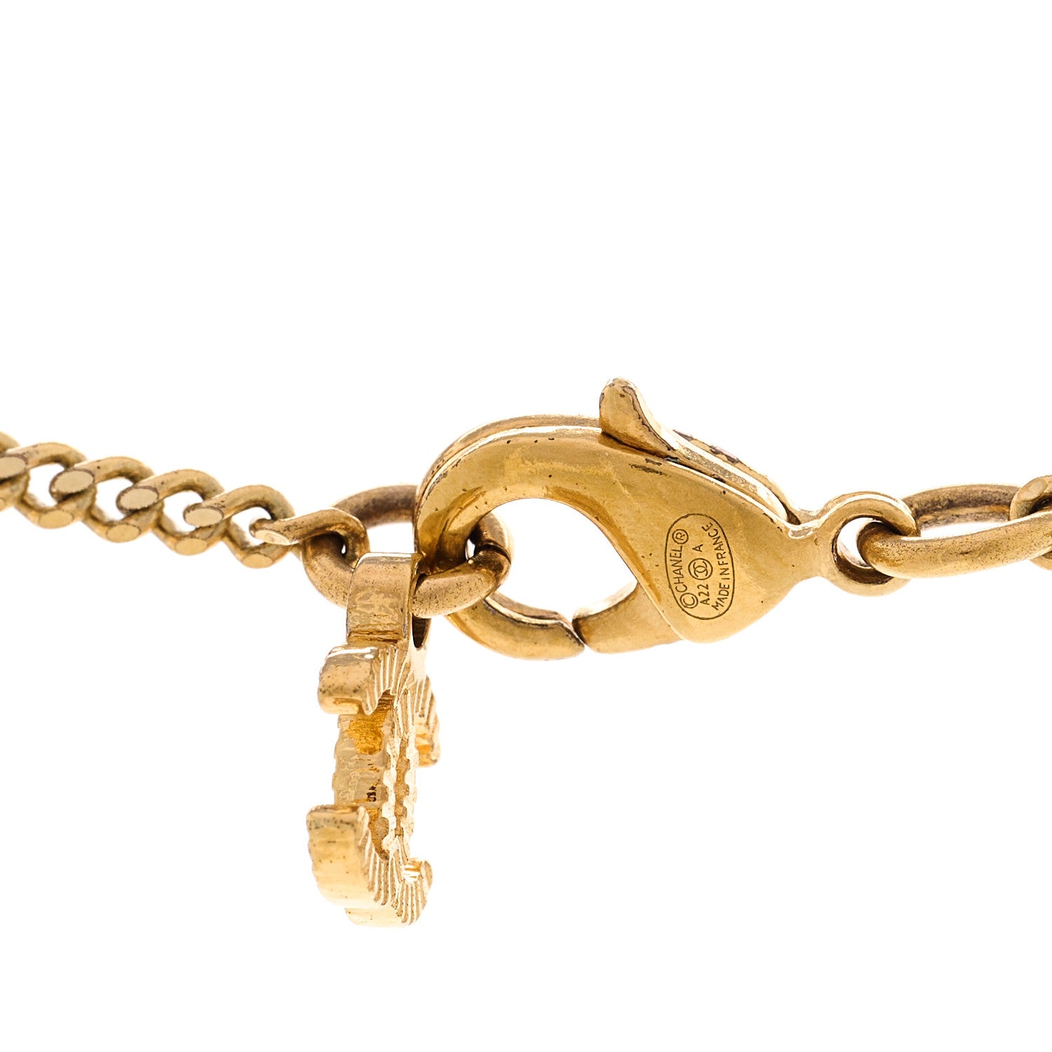 Chanel Metal Lambskin Chain CC Bow Necklace Black Gold 5 of 6