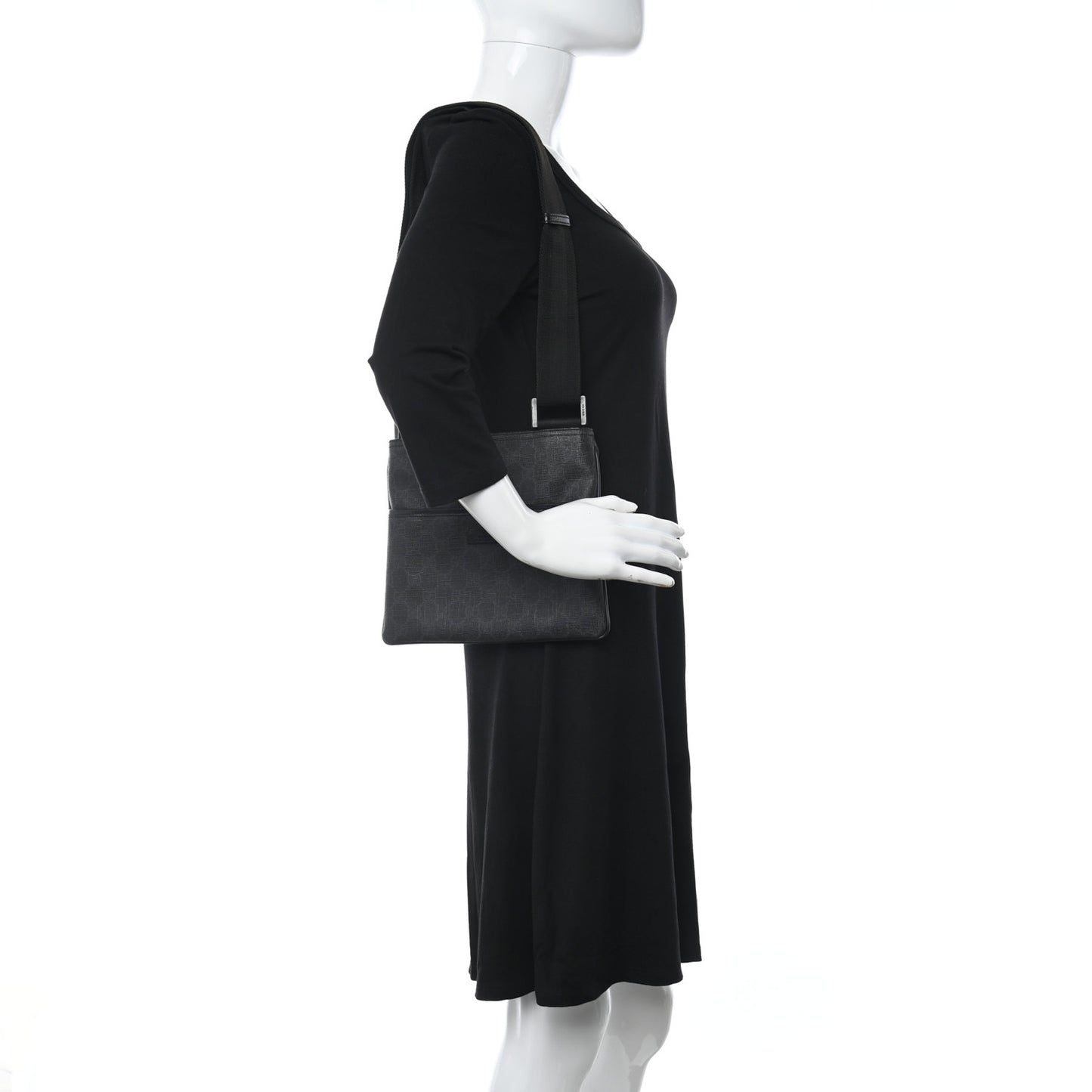GG Plus Flat Messenger Bag Black Grey