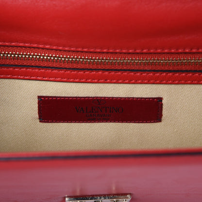 Valentino Garavani Vitello Medium Glam Lock Rockstud Flap Red 6 of 7