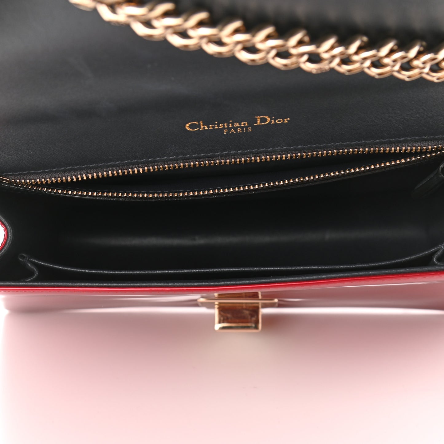 Metallic Patent Micro-Cannage Medium Diorama Flap Bag Red