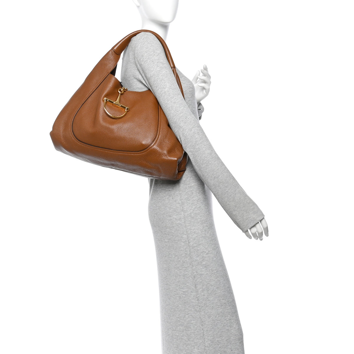 Grained Calfskin Softbit Maxi Shoulder Bag Brown