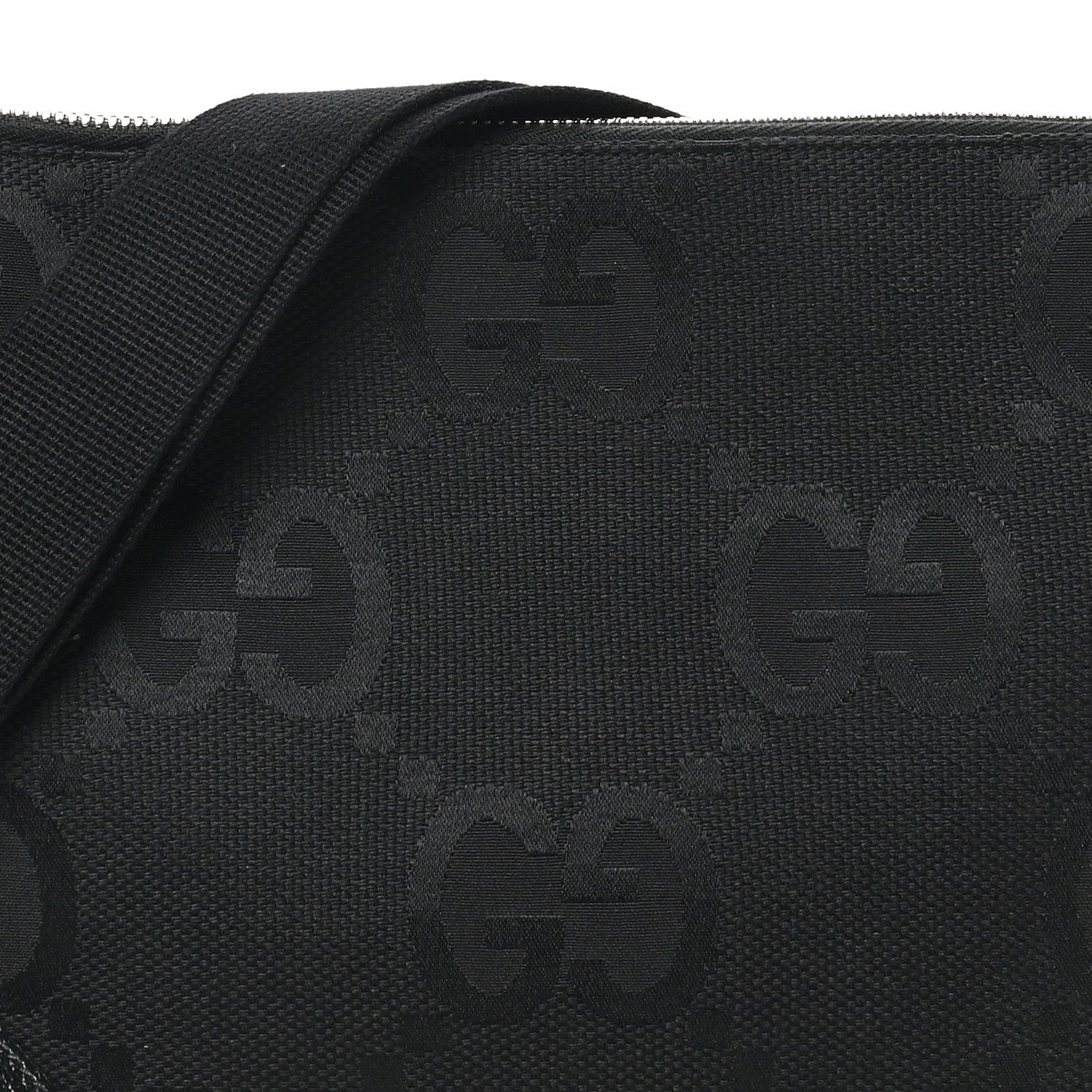 Gucci Monogram Jumbo GG Textured Dollar Calfskin Wristlet Messenger Bag Black 7 of 9