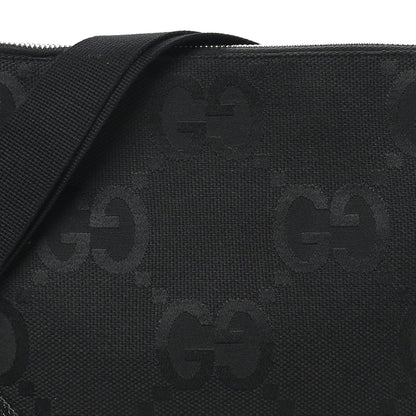 Gucci Monogram Jumbo GG Textured Dollar Calfskin Wristlet Messenger Bag Black 7 of 9