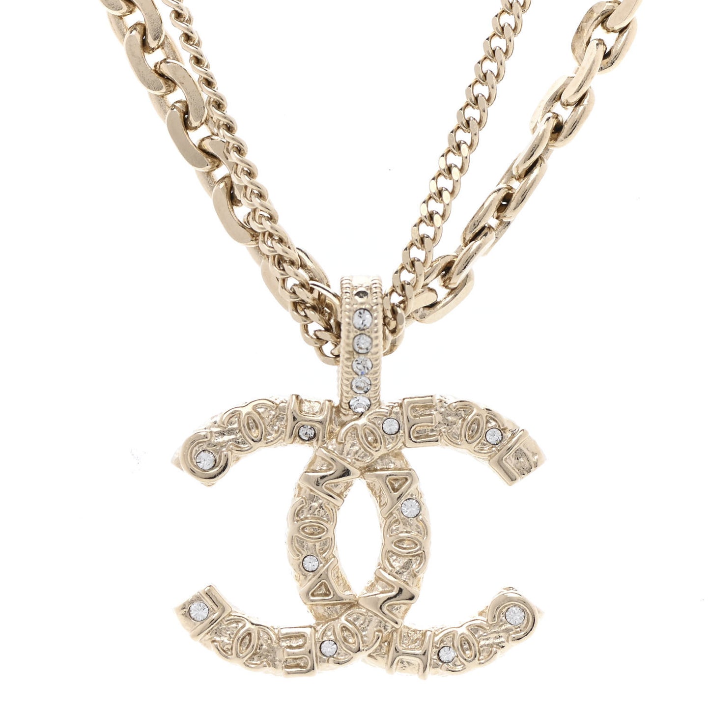Crystal CC Multi Strand Chain Necklace Gold