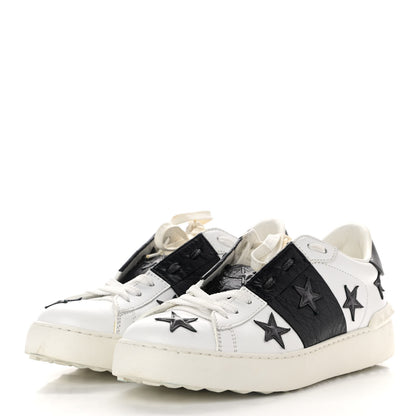 Valentino Garavani Calfskin Rockstud Star Open Sneakers 38.5 White Black 3 of 9