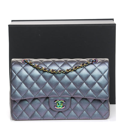 Chanel Iridescent Goatskin Quilted Medium Double Flap Purple 9 of 9