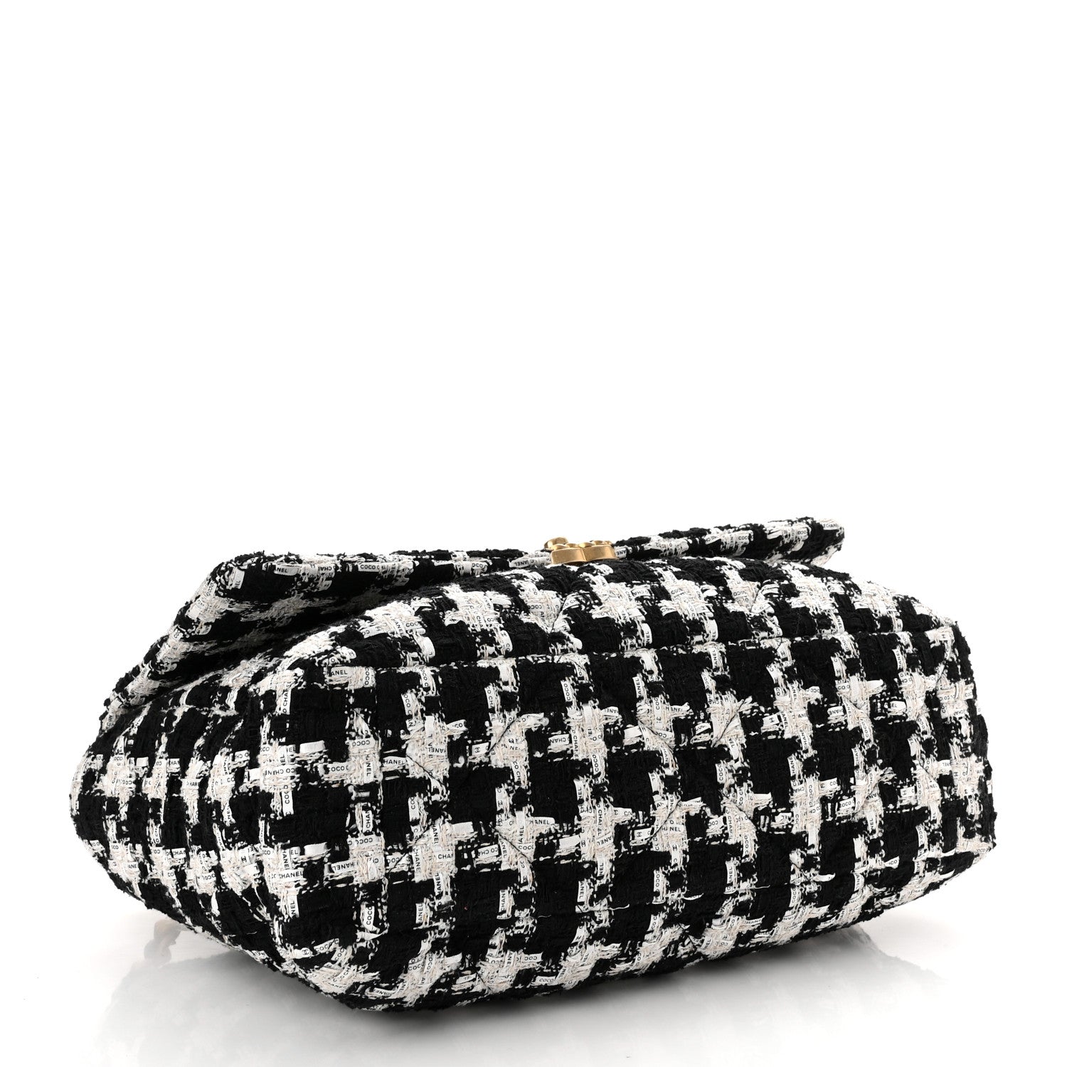 Chanel Tweed Quilted Maxi Chanel 19 Flap Black Ecru White 4 of 10