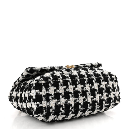 Chanel Tweed Quilted Maxi Chanel 19 Flap Black Ecru White 4 of 10