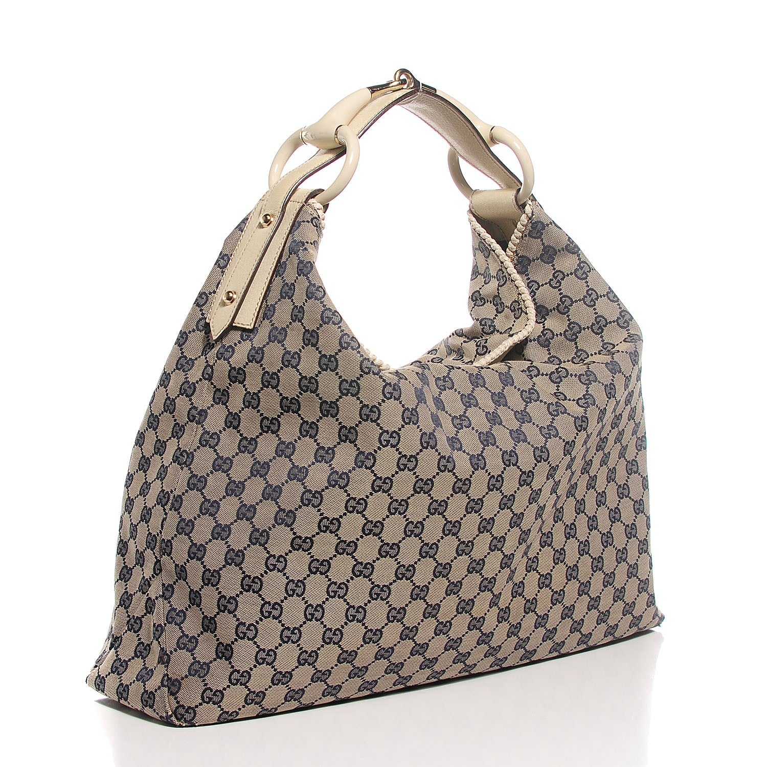 Gucci Monogram Large Horsebit Chain Hobo Navy 3 of 7