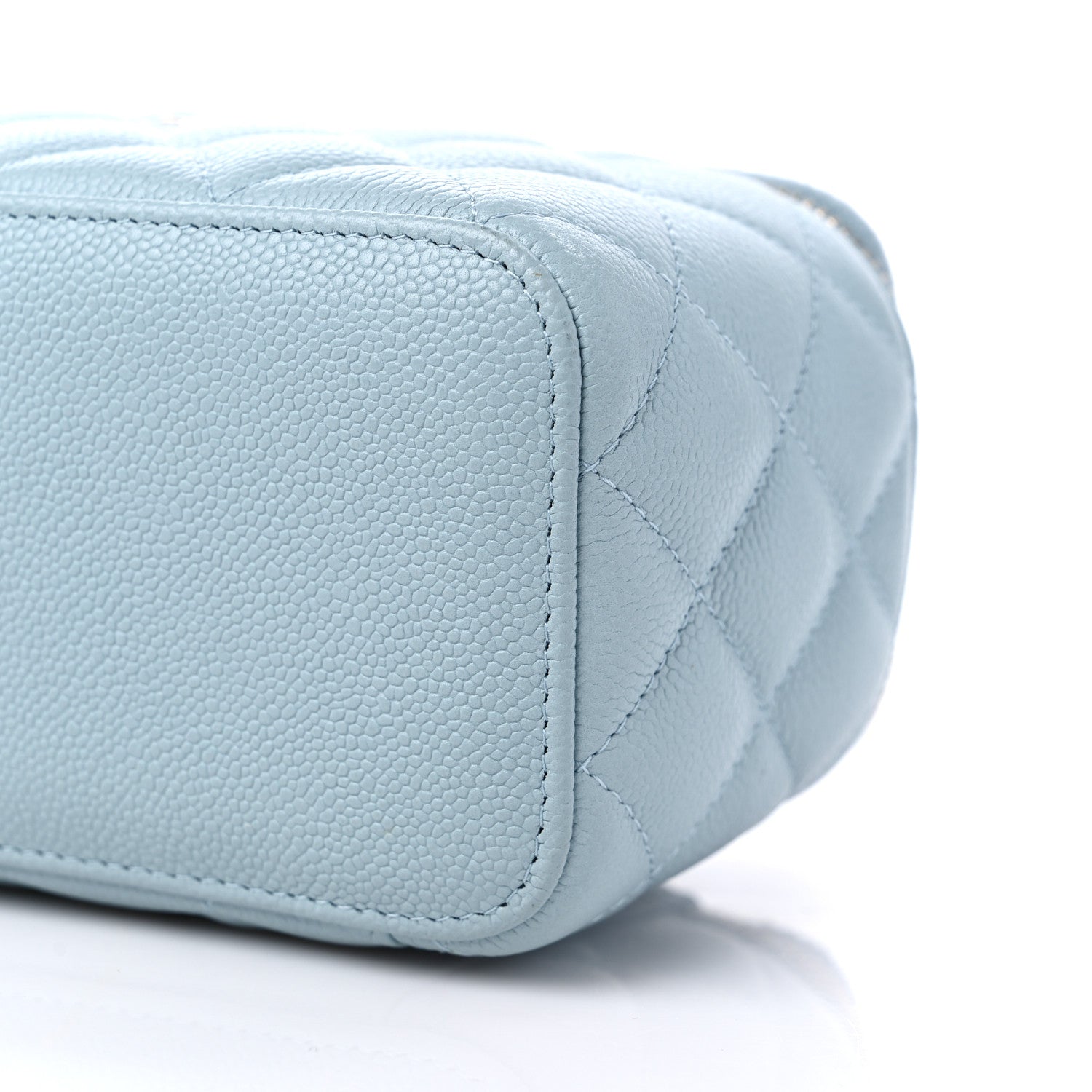 Chanel Caviar Quilted Small Tiny CC Vanity Case With Chain Light Blue 9 of 10