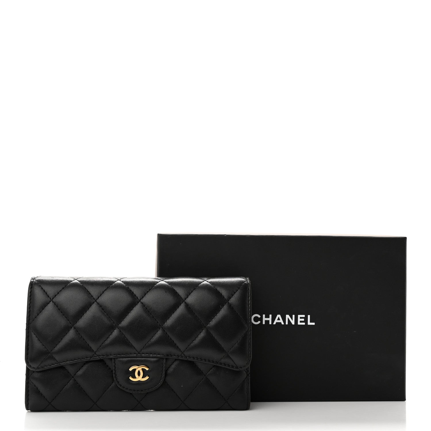 Chanel Lambskin Quilted Large Flap Wallet Black 18 of 18