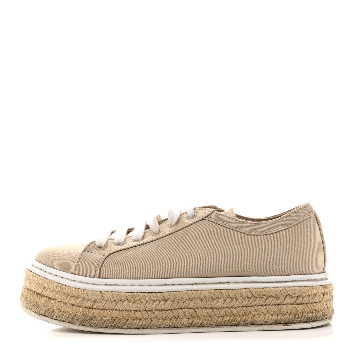 Prada Canvas Gabardine Espadrille 45mm Platform Sneakers 37.5 Corda 1 of 12