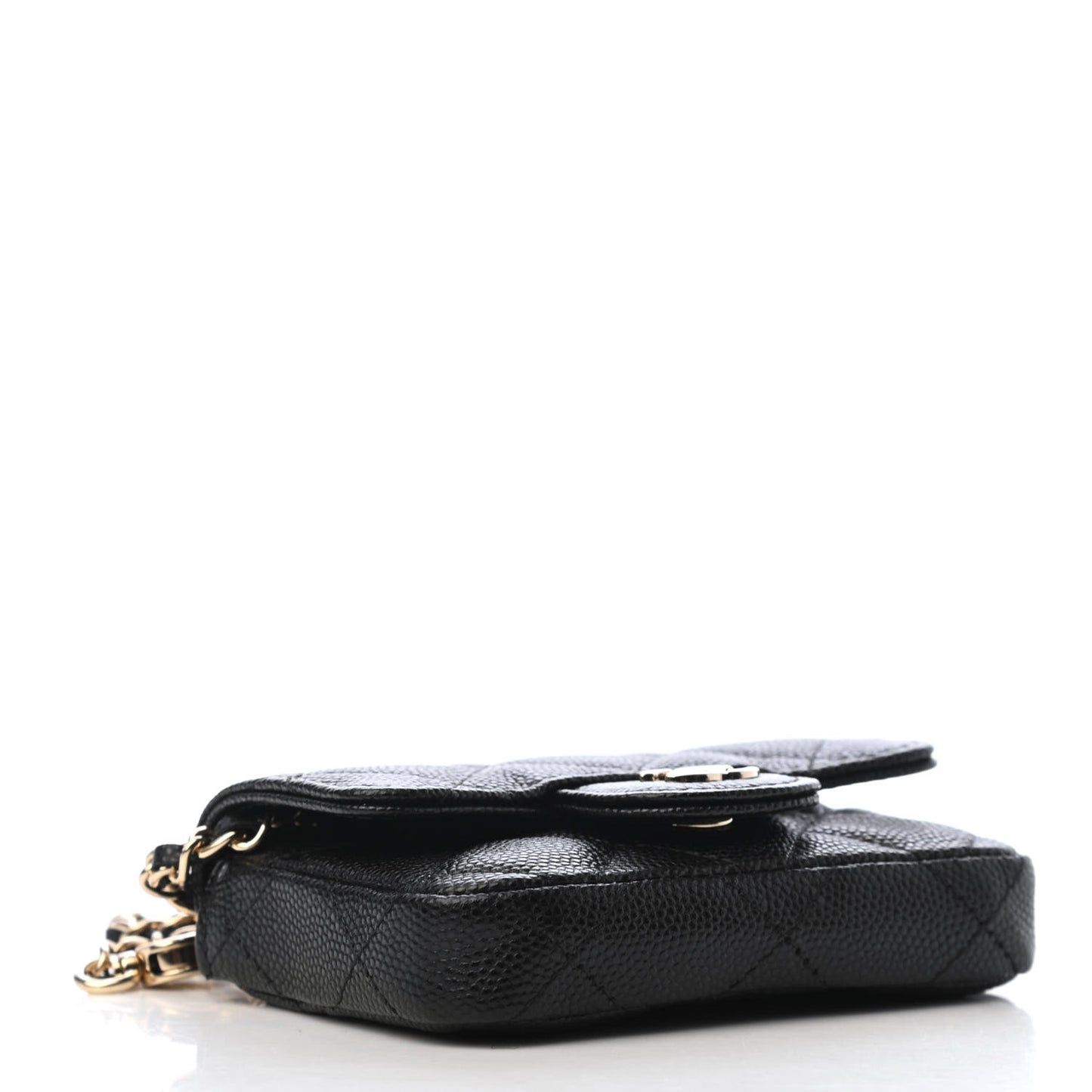 Caviar Quilted Mini Chain Belt Bag Black
