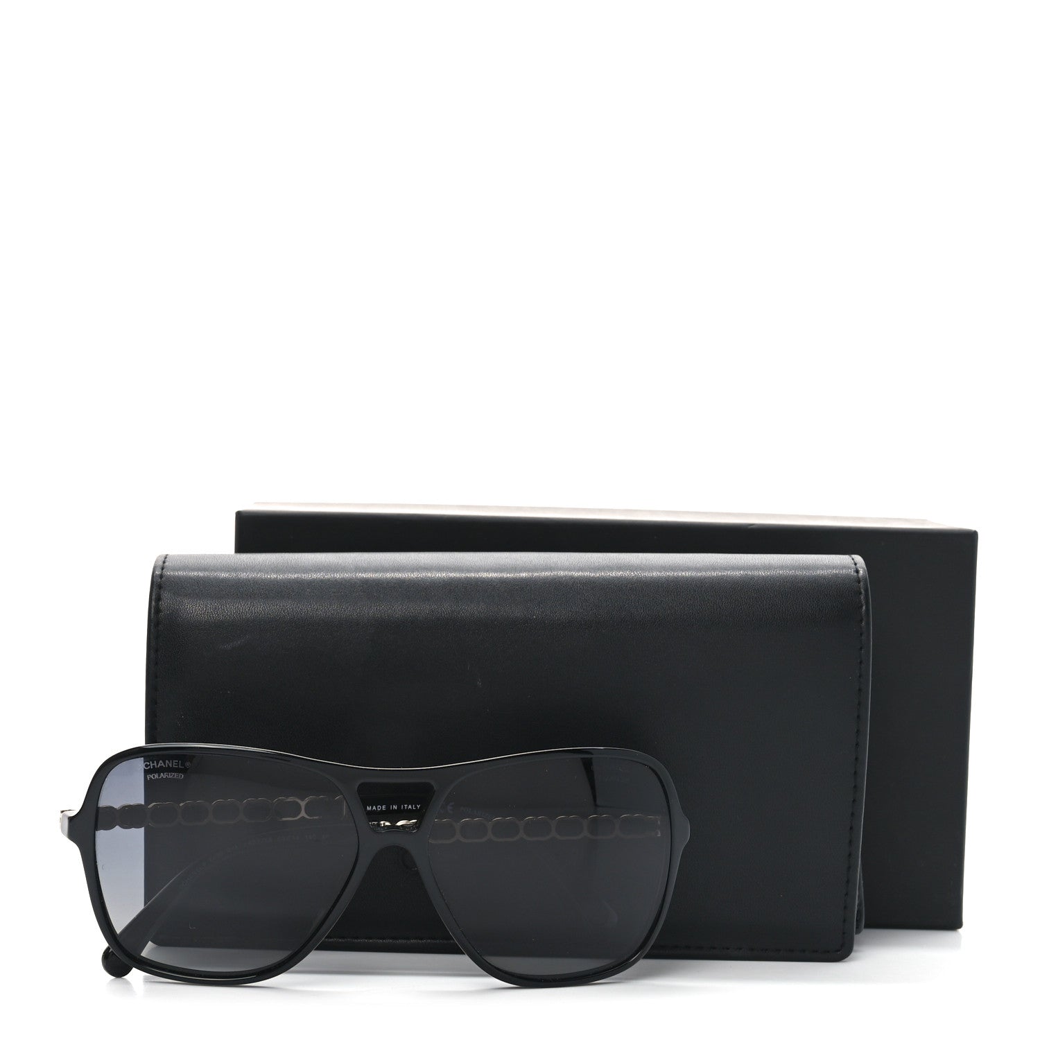 Chanel Metal Calfskin Polarized CC Chain Pilot Sunglasses 5439-Q-A
