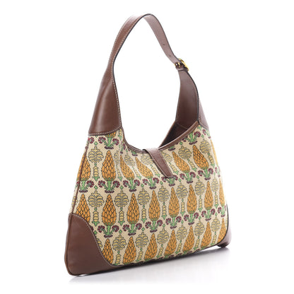 Gucci Canvas Pineapple Print Jackie O Bouvier Hobo Brown 3 of 10