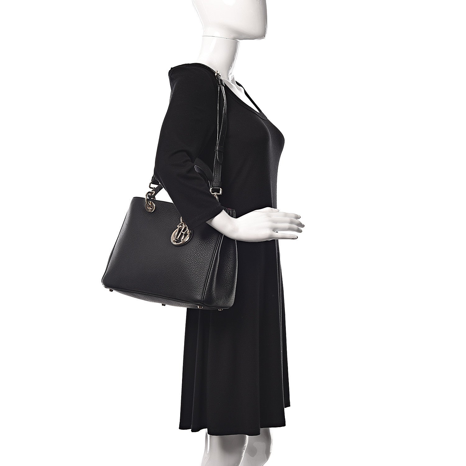 Christian Dior Bullcalf Medium Diorissimo Tote Black Rose Indien 2 of 13