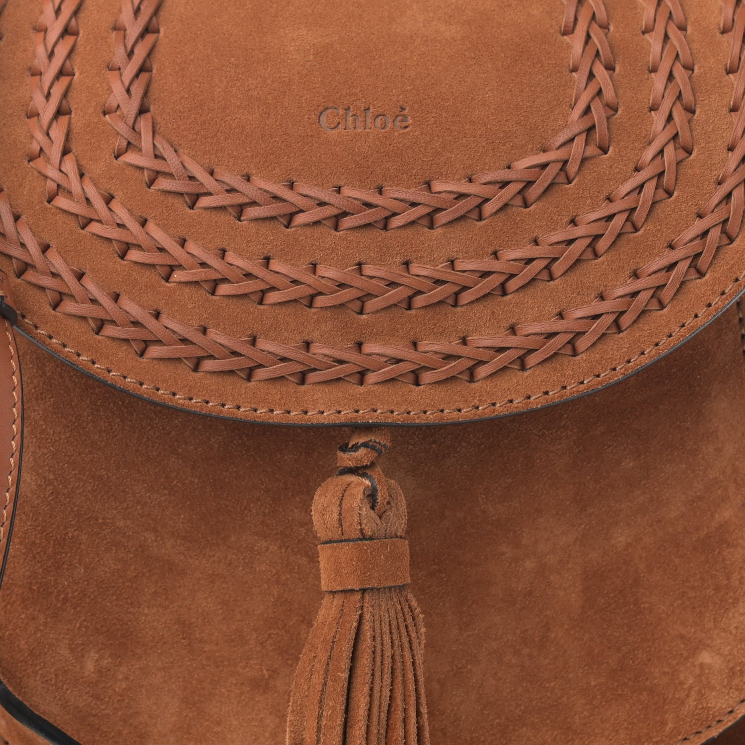 Chloe Suede Calfskin Braided Mini Hudson Shoulder Bag Caramel 8 of 11