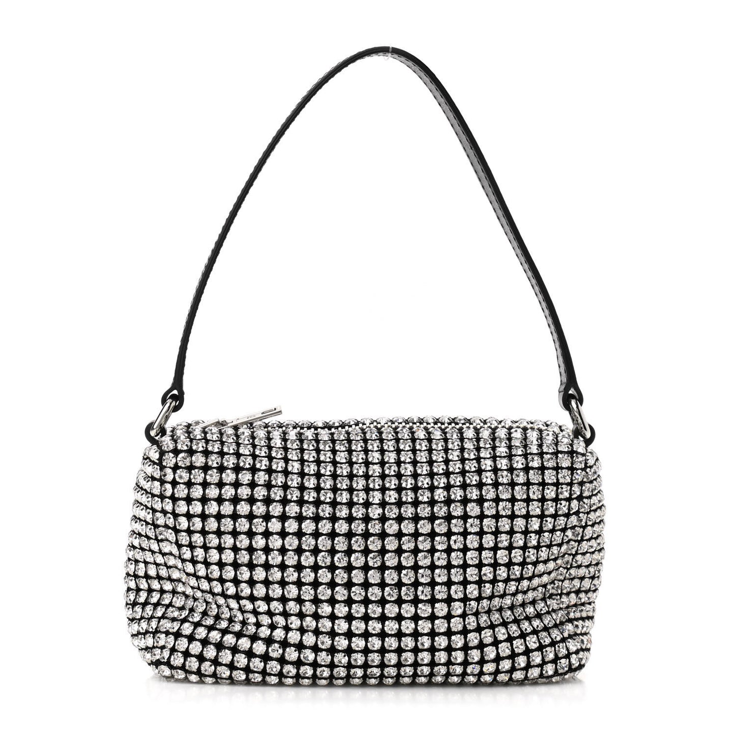 Mesh Crystal Rhinestone Mini Heiress Pouch Black Silver