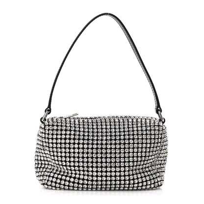 Alexander Wang Mesh Crystal Rhinestone Mini Heiress Pouch Black Silver 1 of 9