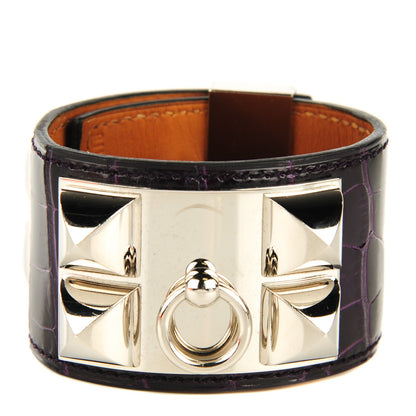 Hermes Shiny Alligator Collier De Chien CDC S Bracelet Amethyst 1 of 10