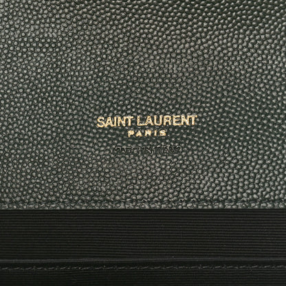 Saint Laurent Grain De Poudre Textured Mixed Matelasse Triquilt Monogram Clutch Vert Fonce 7 of 10