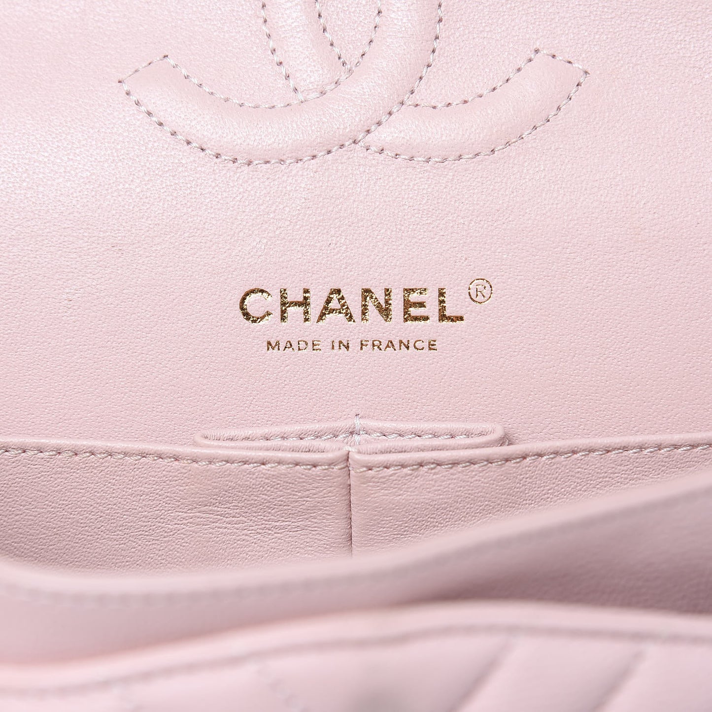 Calfskin Chevron Quilted Medium Double Flap Light Pink