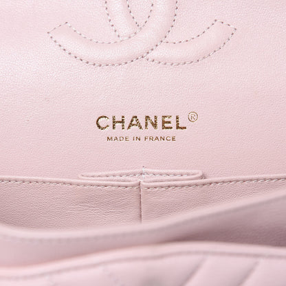 Chanel Calfskin Chevron Quilted Medium Double Flap Light Pink 6 of 15