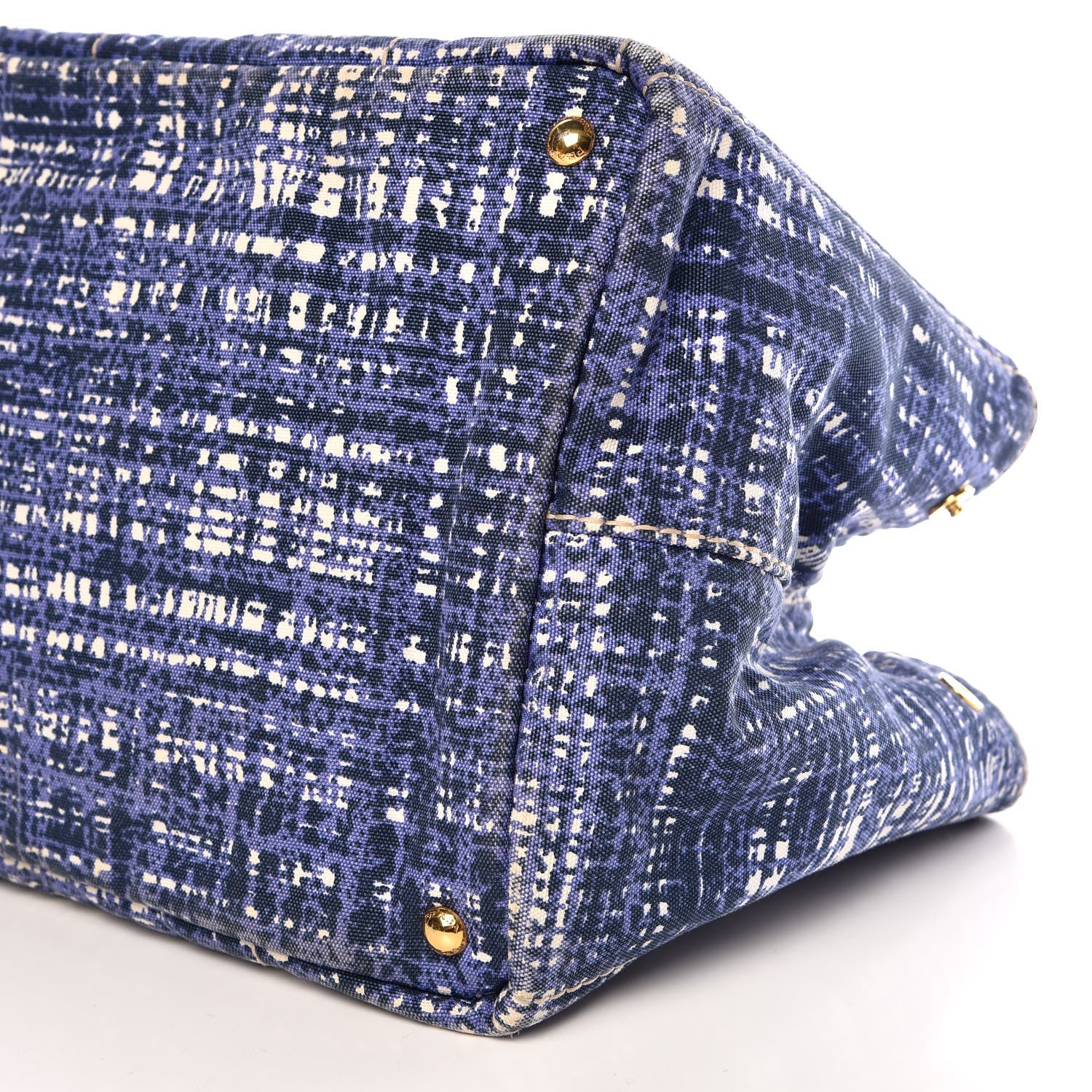 Prada Canapa Tote Blue White 6 of 14
