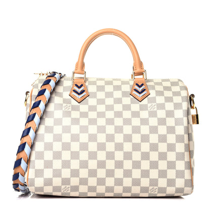 Louis Vuitton Damier Azur Braided Speedy Bandouliere 30 Blue 1 of 11