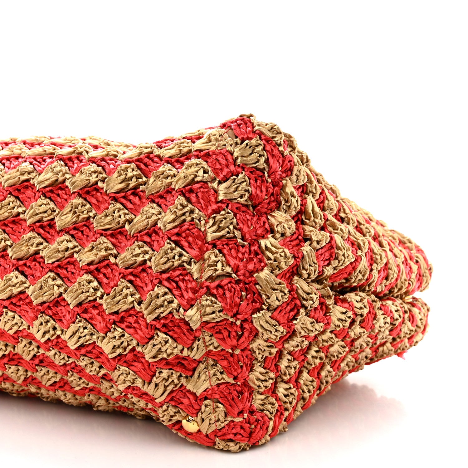 Prada Raffia Crochet Large Tote Naturale Fuoco 12 of 13