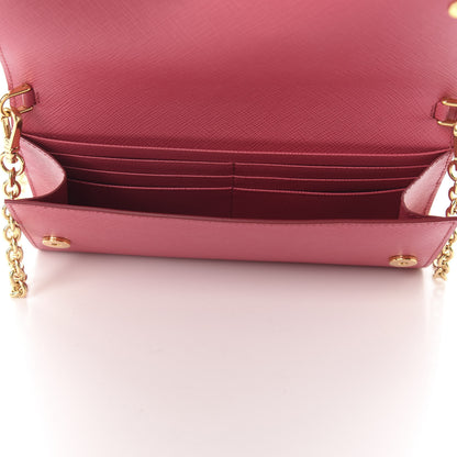 Prada Saffiano Metal Oro Chain Wallet Peonia 5 of 11