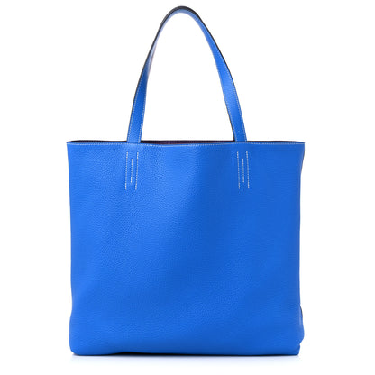 Hermes Taurillon Clemence Double Sens 45 Reversible Tote Bleu Zanzibar Ultraviolet 9 of 15