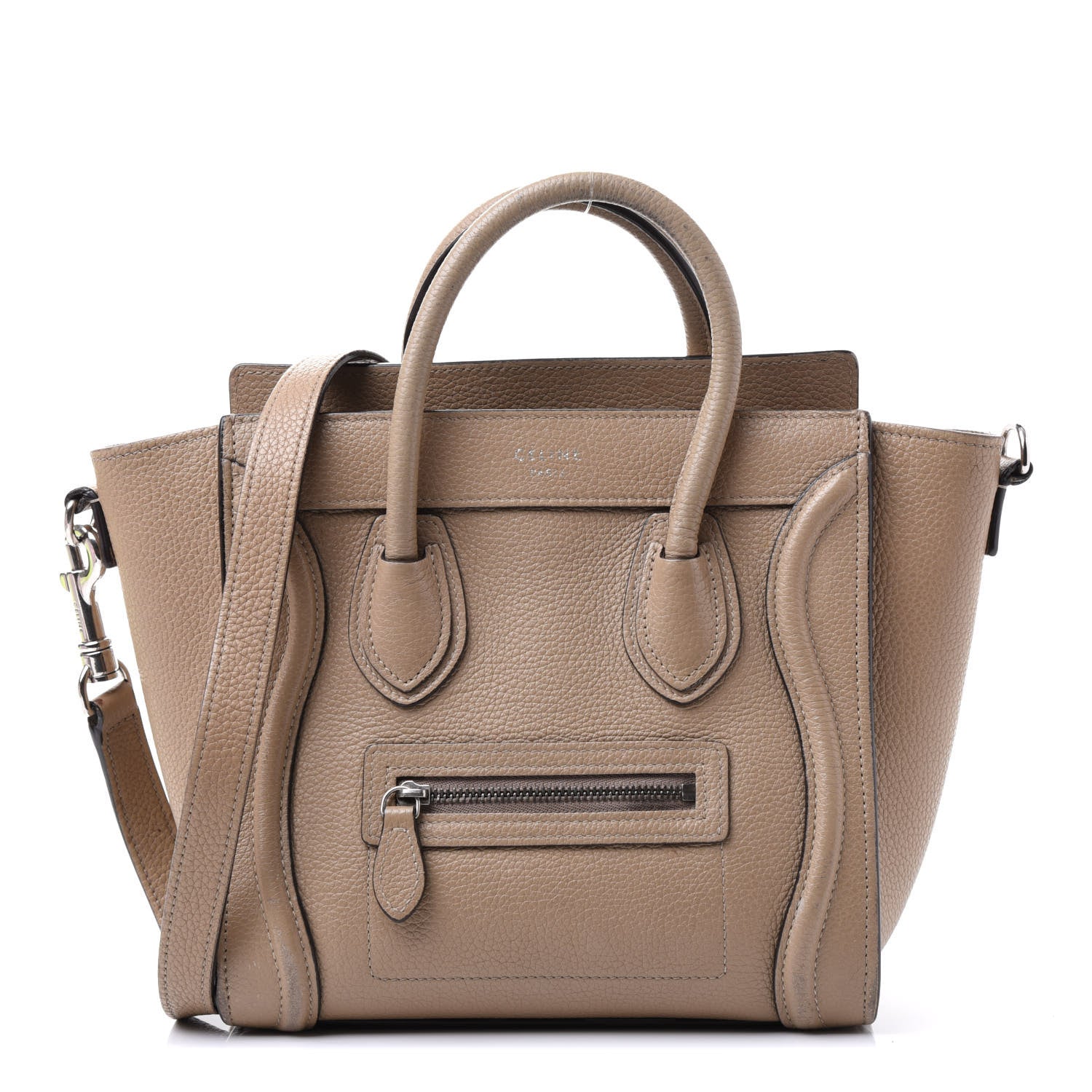 Celine Drummed Calfskin Nano Luggage Dune 1 of 12
