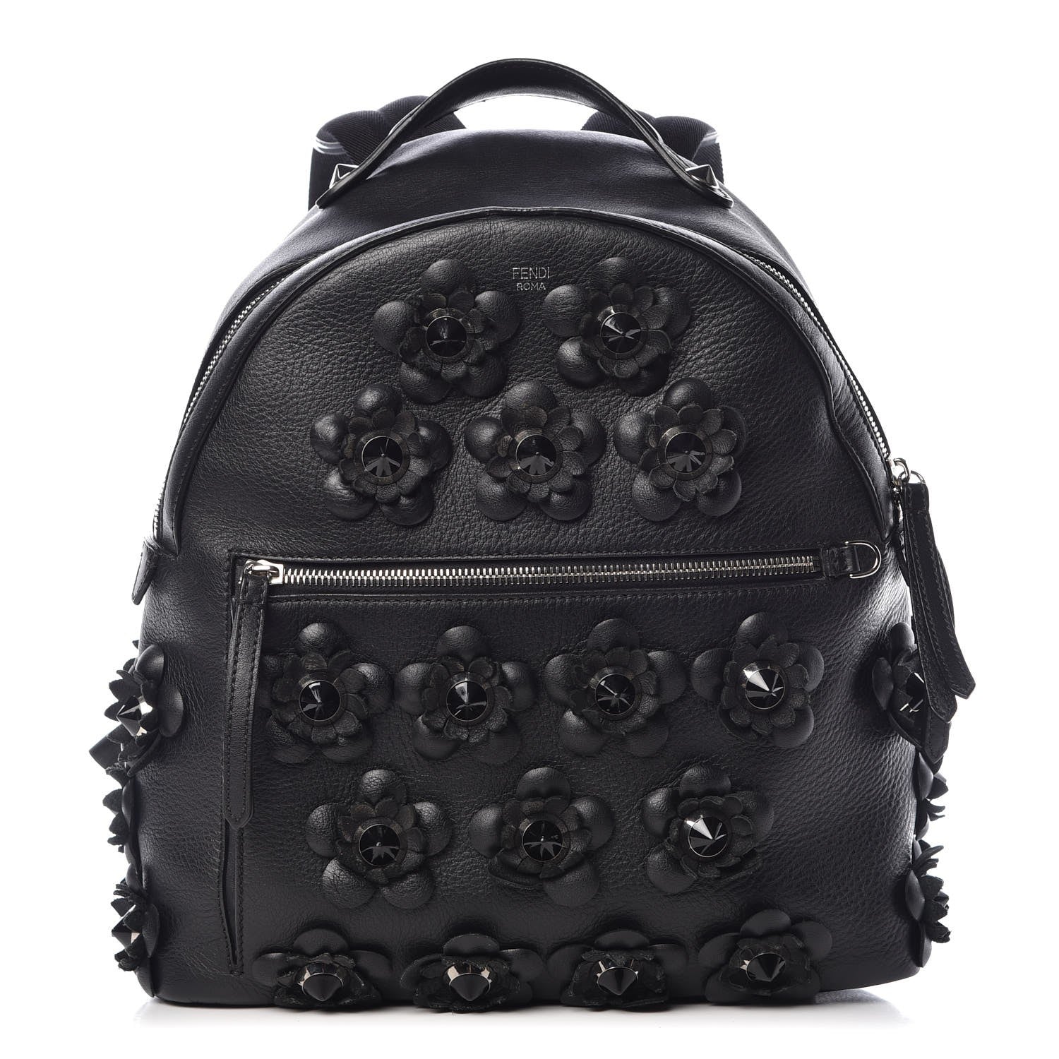 Fendi Vitello Dolce All Over Flowerland Large Backpack Black 1 of 9