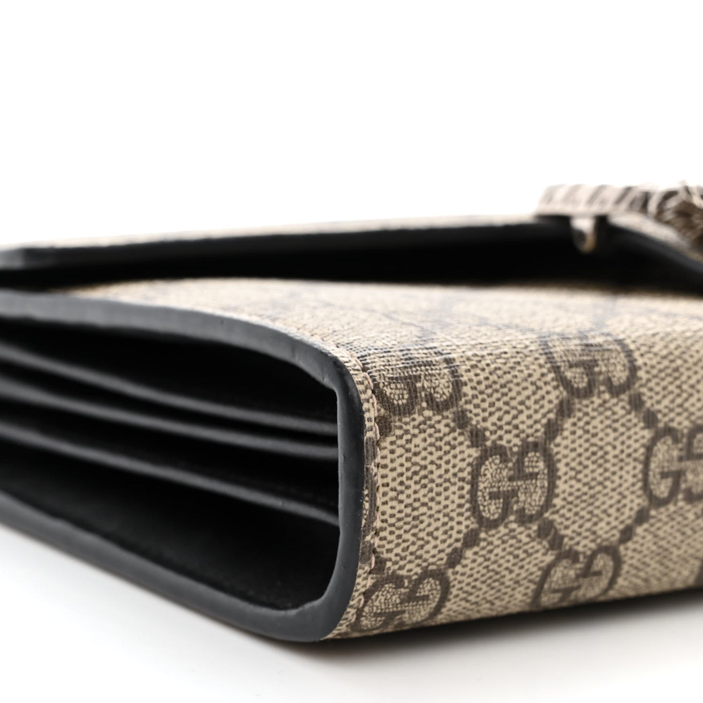GG Supreme Monogram Mini Dionysus Chain Wallet Beige Black