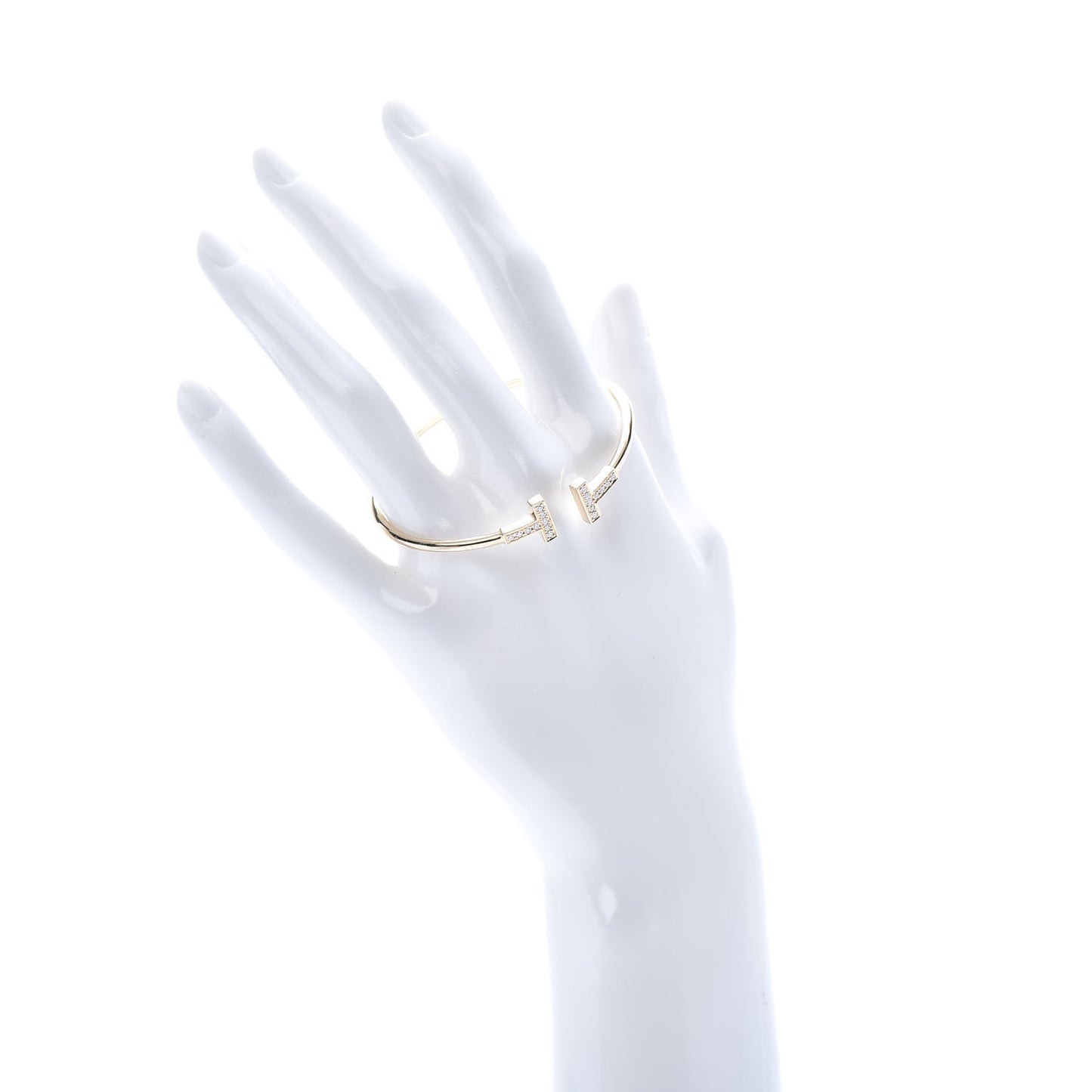 18K Yellow Gold Diamond T Wire Bracelet