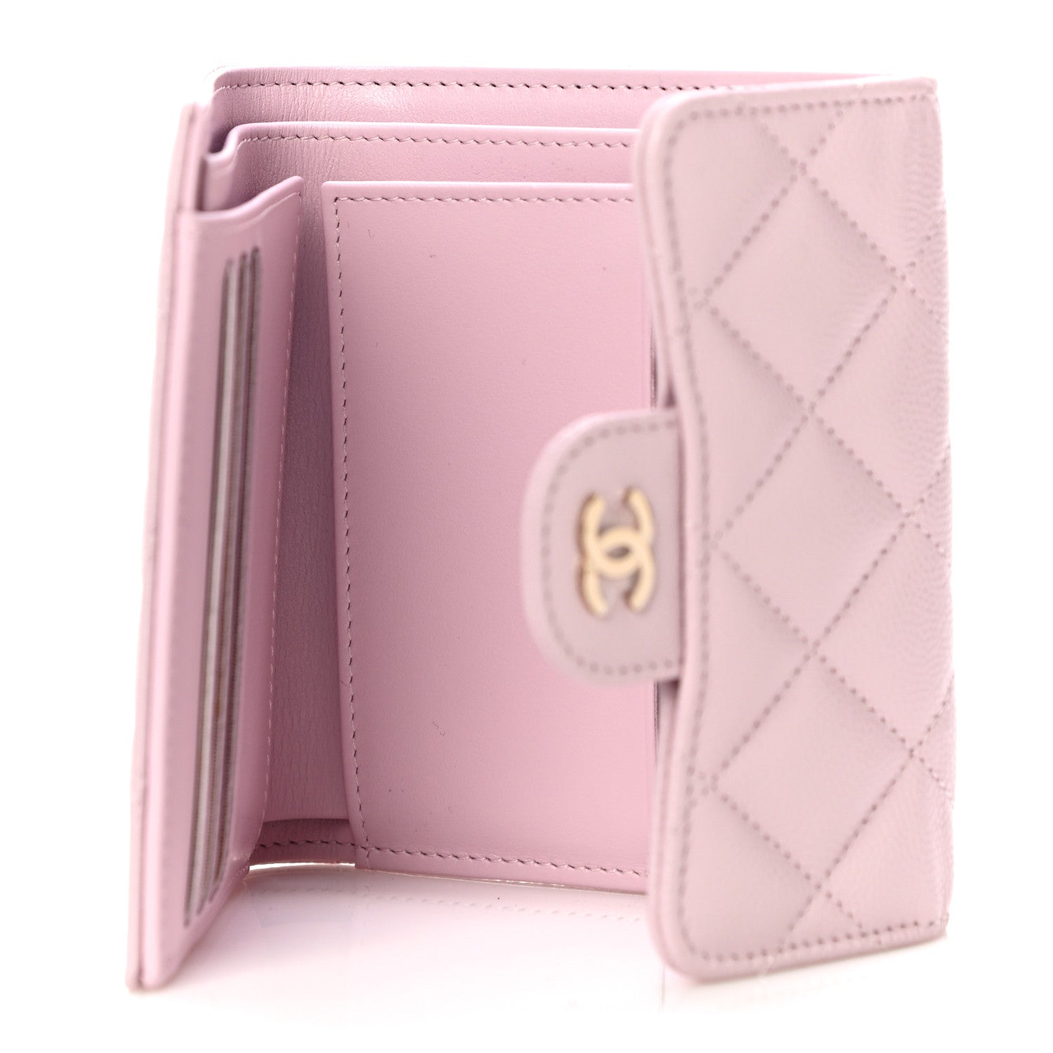 Chanel Caviar Quilted Compact Flap Wallet Light Pink 5 of 12