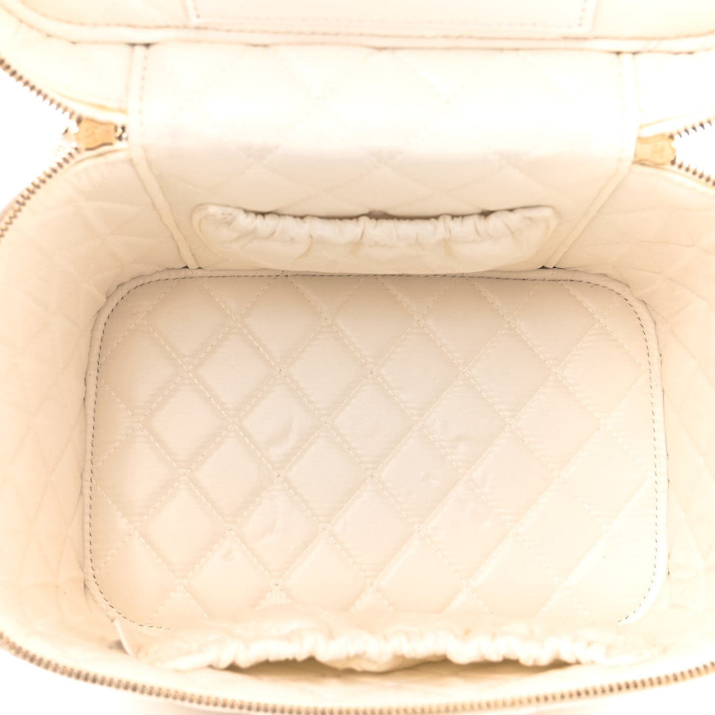 Caviar Quilted Large Vanity Pouch White